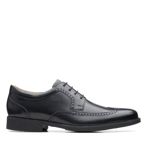 Clarks Whiddon Wing Mens Black Wide Oxfords & Lace Ups Wingtip & Brogue Shoes