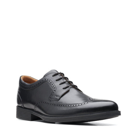 Clarks Whiddon Wing Mens Black Wide Oxfords & Lace Ups Wingtip & Brogue Shoes