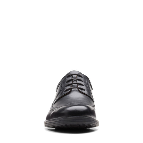 Clarks Whiddon Wing Mens Black Wide Oxfords & Lace Ups Wingtip & Brogue Shoes