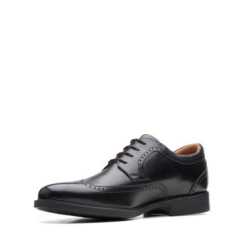 Clarks Whiddon Wing Mens Black Wide Oxfords & Lace Ups Wingtip & Brogue Shoes