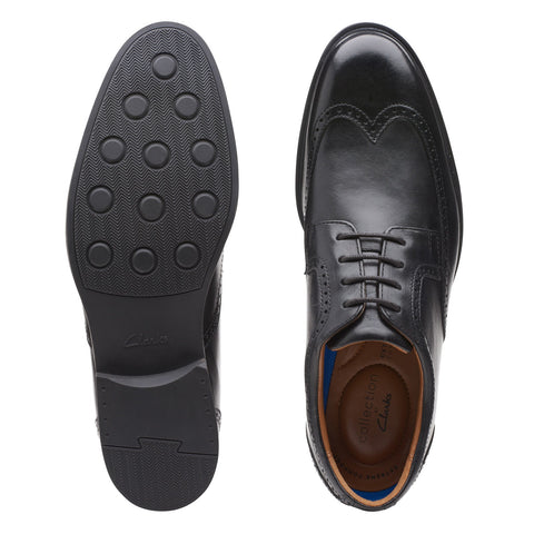 Clarks Whiddon Wing Mens Black Wide Oxfords & Lace Ups Wingtip & Brogue Shoes