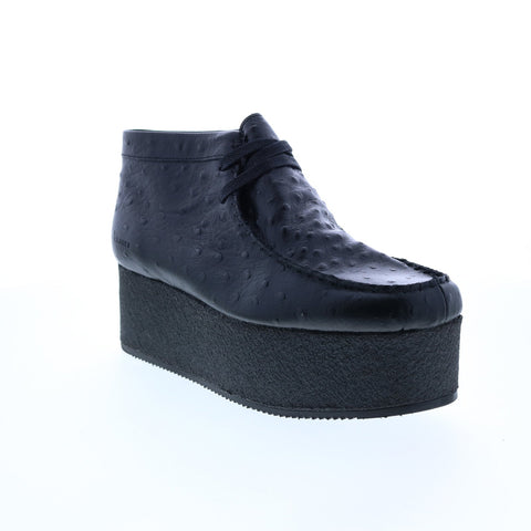 Clarks Wallabee ELVTD 26160832 Womens Black Leather Ankle & Booties Boots