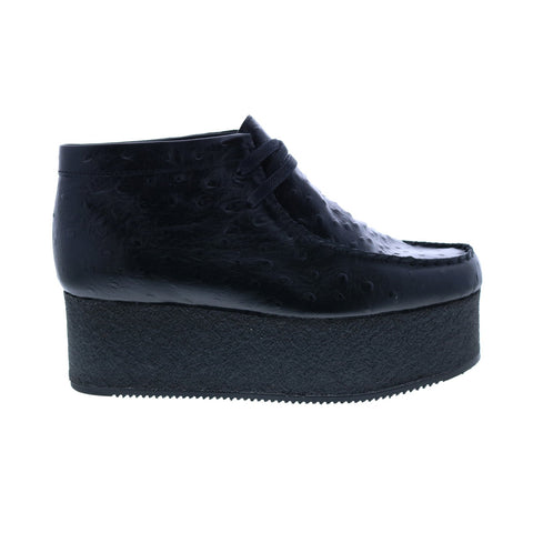 Clarks Wallabee ELVTD 26160832 Womens Black Leather Wedges Heels Shoes