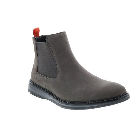 Clarks Chantry Top 26161196 Mens Gray Nubuck Slip On Chelsea Boots