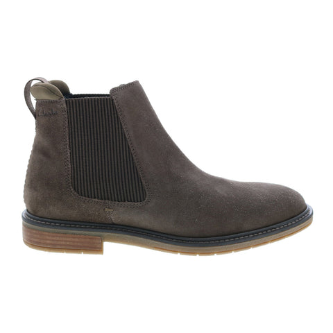 Clarks Clarkdale Hall 26162257 Mens Gray Suede Slip On Chelsea Boots