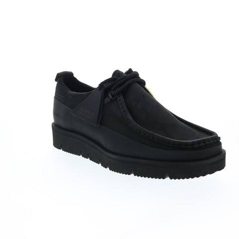 Clarks Wallabee Hiker 26162335 Mens Black Leather Lace Up Chukkas Boots