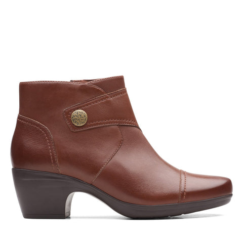 Clarks Emily Calle 26162488 Womens Brown Leather Ankle & Booties Boots