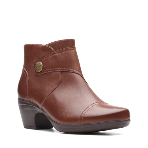 Clarks Emily Calle 26162488 Womens Brown Leather Ankle & Booties Boots