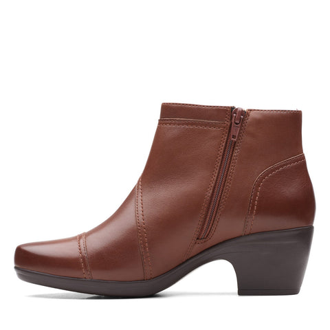 Clarks Emily Calle 26162488 Womens Brown Leather Ankle & Booties Boots