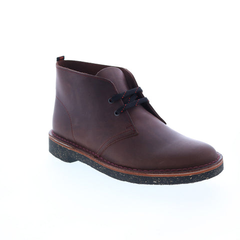 Clarks Bushacre 3 26162740 Mens Burgundy Leather Lace Up Chukkas Boots