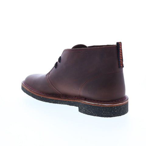 Clarks Bushacre 3 26162740 Mens Burgundy Leather Lace Up Chukkas Boots