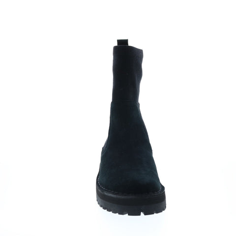 Clarks Rock Knit 26163436 Womens Black Suede Slip On Mid Calf Boots