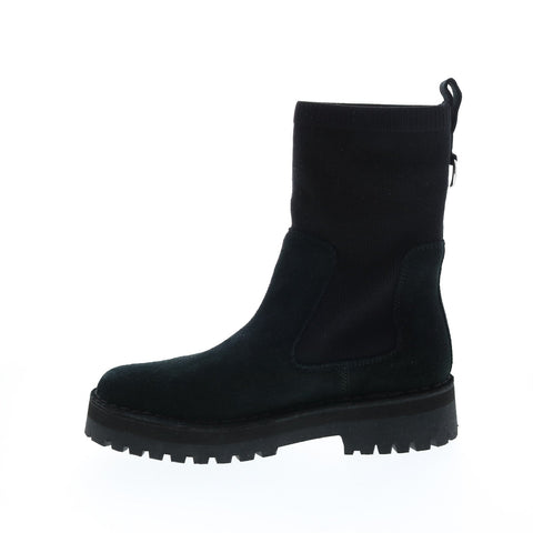 Clarks Rock Knit 26163436 Womens Black Suede Slip On Mid Calf Boots