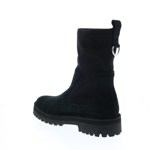 Clarks Rock Knit 26163436 Womens Black Suede Slip On Mid Calf Boots