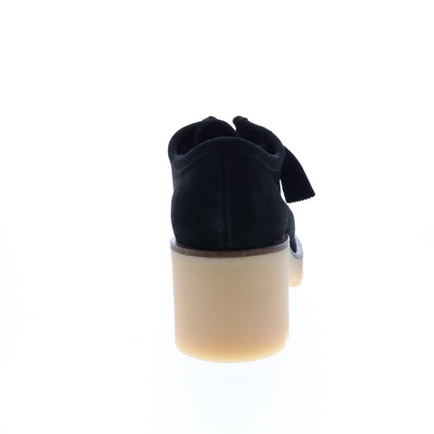 Clarks Wallabee Block 26164402 Womens Black Suede Lace Up Chukkas Boots