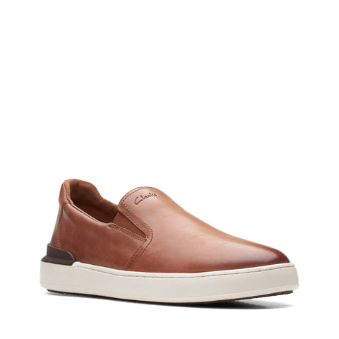 Clarks CourtLite Slip 26165489 Mens Brown Leather Lifestyle Sneakers Shoes