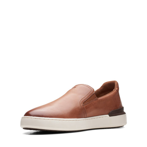 Clarks CourtLite Slip 26165489 Mens Brown Leather Lifestyle Sneakers Shoes