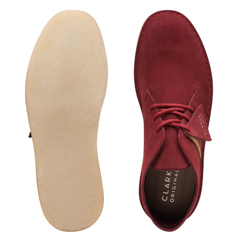 Clarks Desert Coal 26167865 Mens Red Suede Lace Up Chukkas Boots