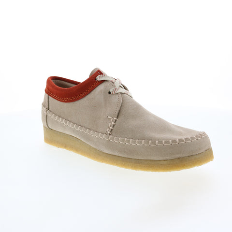 Clarks Weaver 26168628 Mens Beige Suede Lace Up Oxfords Casual Shoes