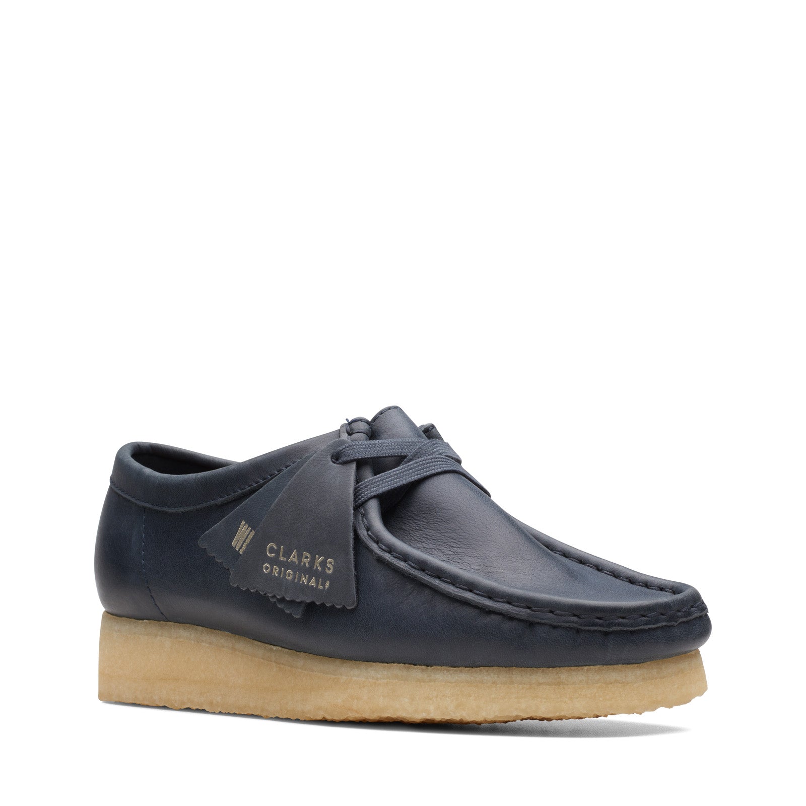 靴 clarks Clarks Wallabee 26168642 Womens Blue Leather Oxfords & Lace Ups