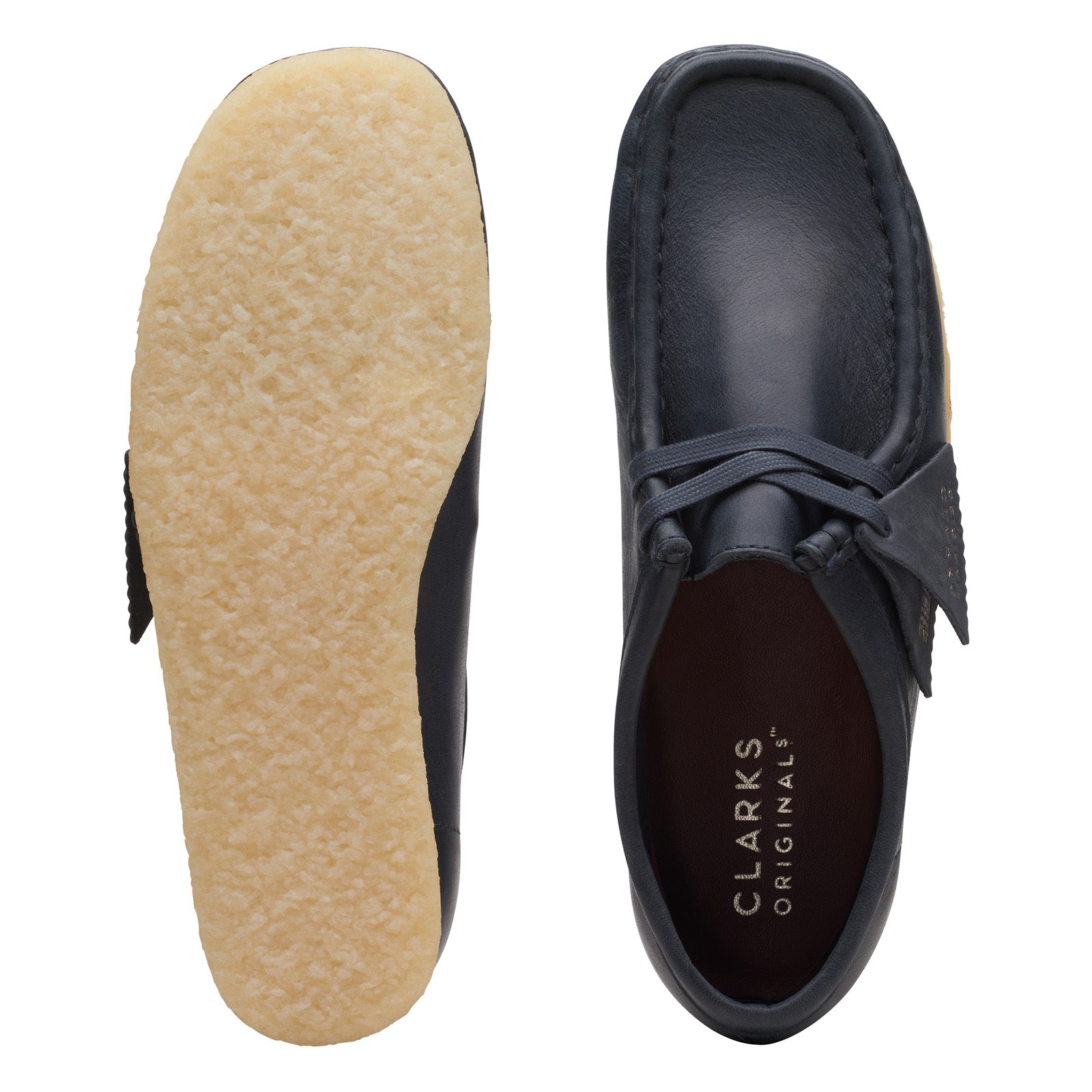Clarks Wallabee 26168642 Womens Blue Leather Oxfords & Lace Ups