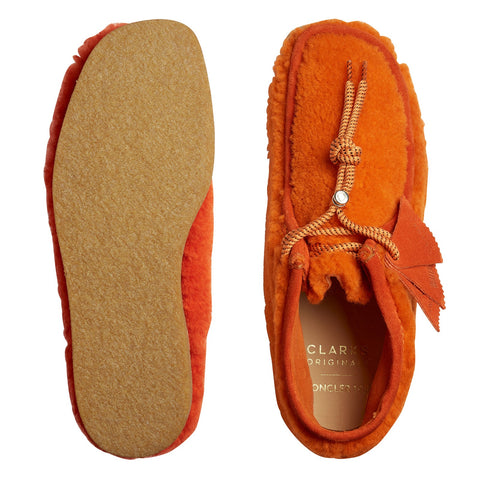 Clarks Wallabee Boot Moncler 1952 Orange Shearling Mens Orange Chukkas Boots
