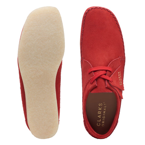 Clarks Weaver 26169441 Mens Red Suede Oxfords & Lace Ups Casual Shoes