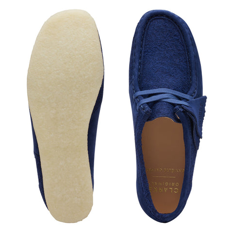 Clarks Wallabee 26172723 Womens Blue Suede Oxfords & Lace Ups Casual Shoes