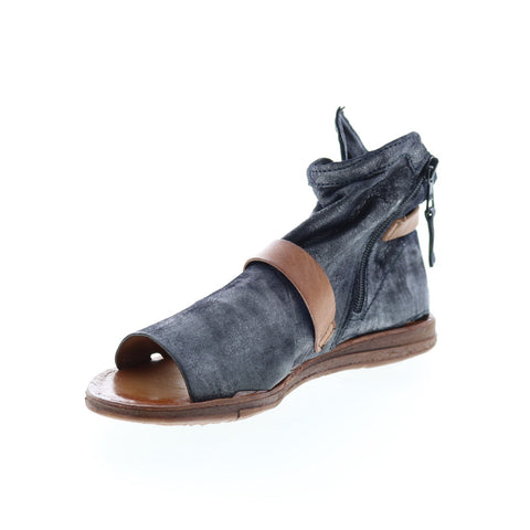 Miz Mooz Finney 279011 Womens Blue Leather Hook & Loop Strap Sandals Shoes