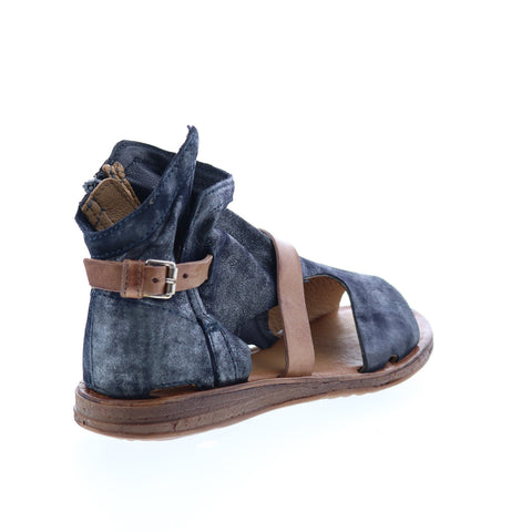 Miz Mooz Finney 279011 Womens Blue Leather Hook & Loop Strap Sandals Shoes