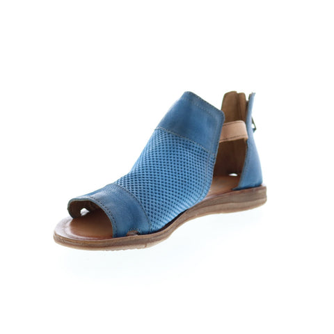 Miz Mooz Fiona Womens Blue Leather Hook & Loop Strap Sandals Shoes