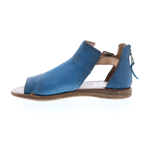 Miz Mooz Fiona Womens Blue Leather Hook & Loop Strap Sandals Shoes