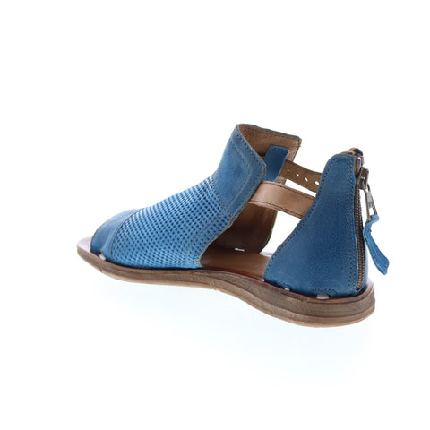 Miz Mooz Fiona Womens Blue Leather Hook & Loop Strap Sandals Shoes