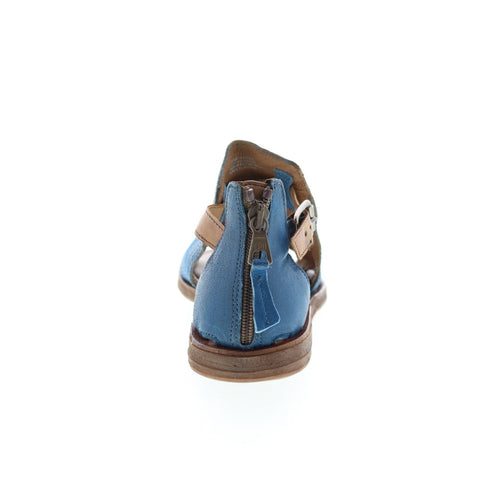 Miz Mooz Fiona Womens Blue Leather Hook & Loop Strap Sandals Shoes
