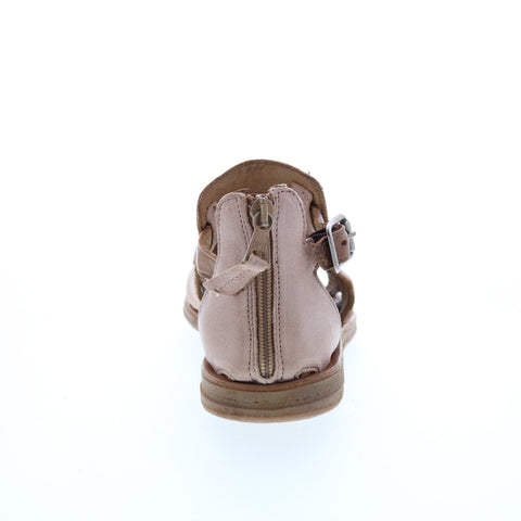Miz Mooz Fiona Womens Pink Leather Hook & Loop Strap Sandals Shoes