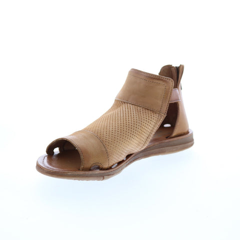 Miz Mooz Fiona Womens Brown Leather Hook & Loop Strap Sandals Shoes