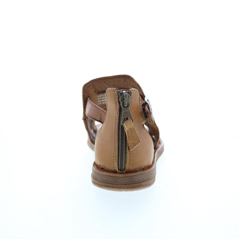 Miz Mooz Fiona Womens Brown Leather Hook & Loop Strap Sandals Shoes