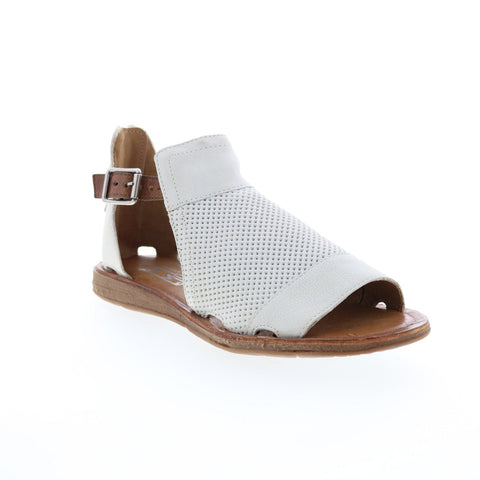 Miz Mooz Fiona Womens White Leather Hook & Loop Strap Sandals Shoes