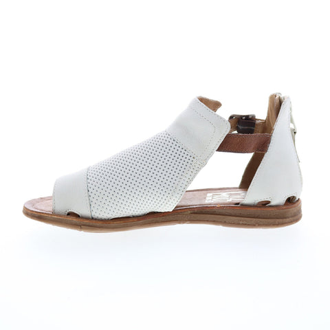 Miz Mooz Fiona Womens White Leather Hook & Loop Strap Sandals Shoes