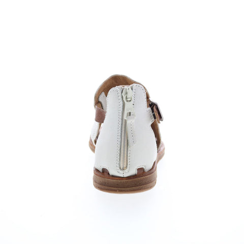 Miz Mooz Fiona Womens White Leather Hook & Loop Strap Sandals Shoes