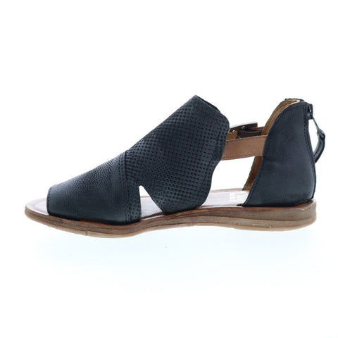 Miz Mooz Flume 279036 Womens Black Leather Hook & Loop Strap Sandals Shoes