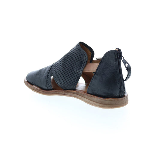 Miz Mooz Flume 279036 Womens Black Leather Hook & Loop Strap Sandals Shoes