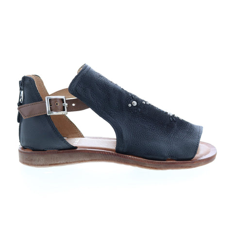 Miz Mooz Feat 279040 Womens Black Leather Hook & Loop Strap Sandals Shoes