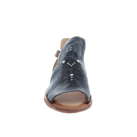 Miz Mooz Feat 279040 Womens Black Leather Hook & Loop Strap Sandals Shoes