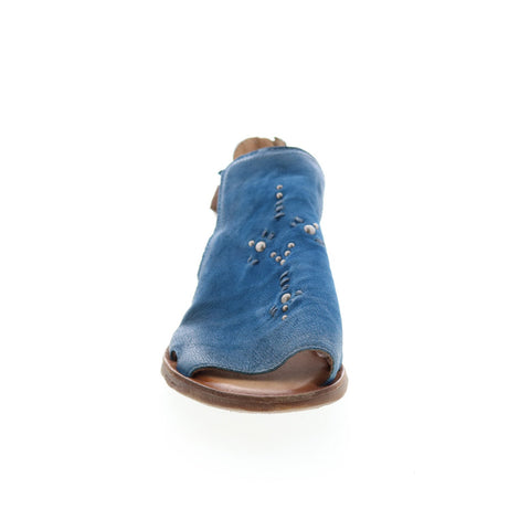 Miz Mooz Feat 279040 Womens Blue Leather Hook & Loop Strap Sandals Shoes