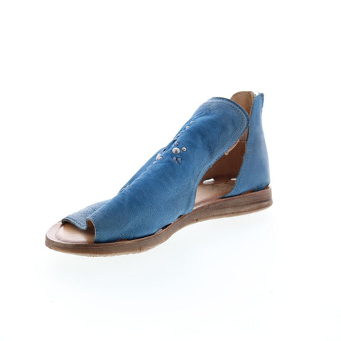 Miz Mooz Feat 279040 Womens Blue Leather Hook & Loop Strap Sandals Shoes