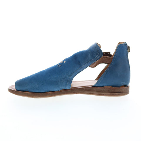 Miz Mooz Feat 279040 Womens Blue Leather Hook & Loop Strap Sandals Shoes