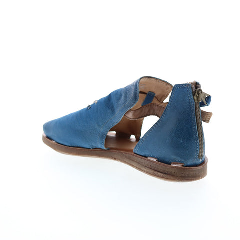 Miz Mooz Feat 279040 Womens Blue Leather Hook & Loop Strap Sandals Shoes