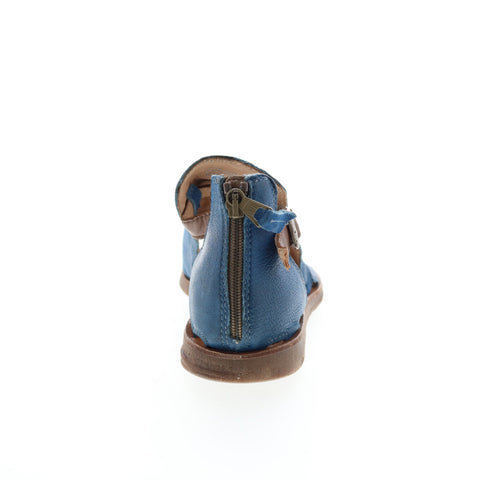 Miz Mooz Feat 279040 Womens Blue Leather Hook & Loop Strap Sandals Shoes