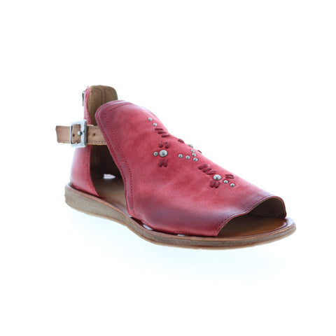 Miz Mooz Feat 279040 Womens Red Leather Hook & Loop Strap Sandals Shoes